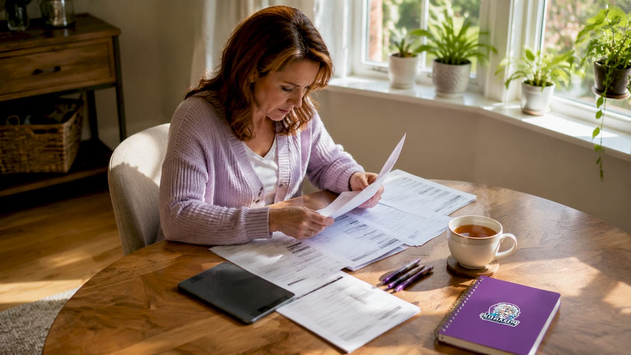 Homeowner reviewing mold insurance claim paperwork