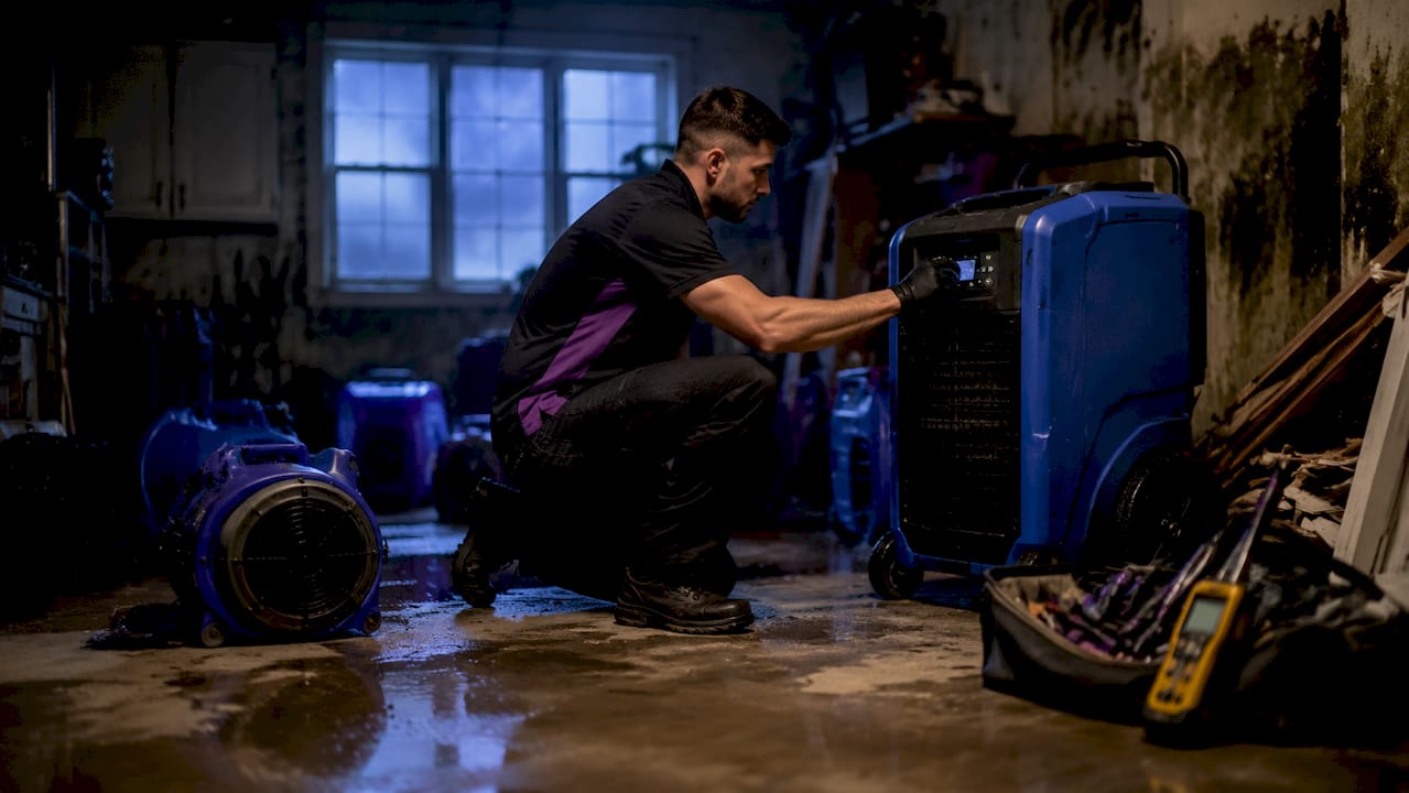 1782718984365_Technician-operating-industrial-dehumidifier Technician operating industrial dehumidifier