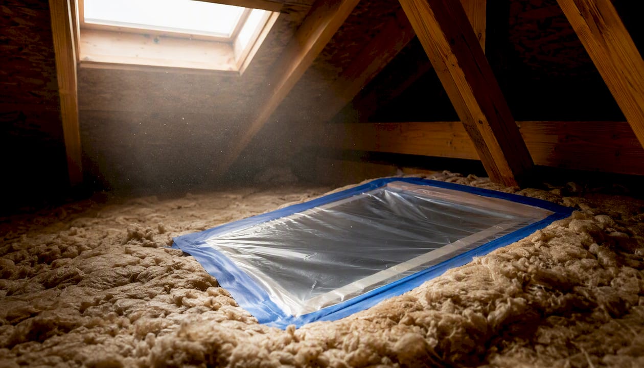 Sealed HVAC return air vent in attic