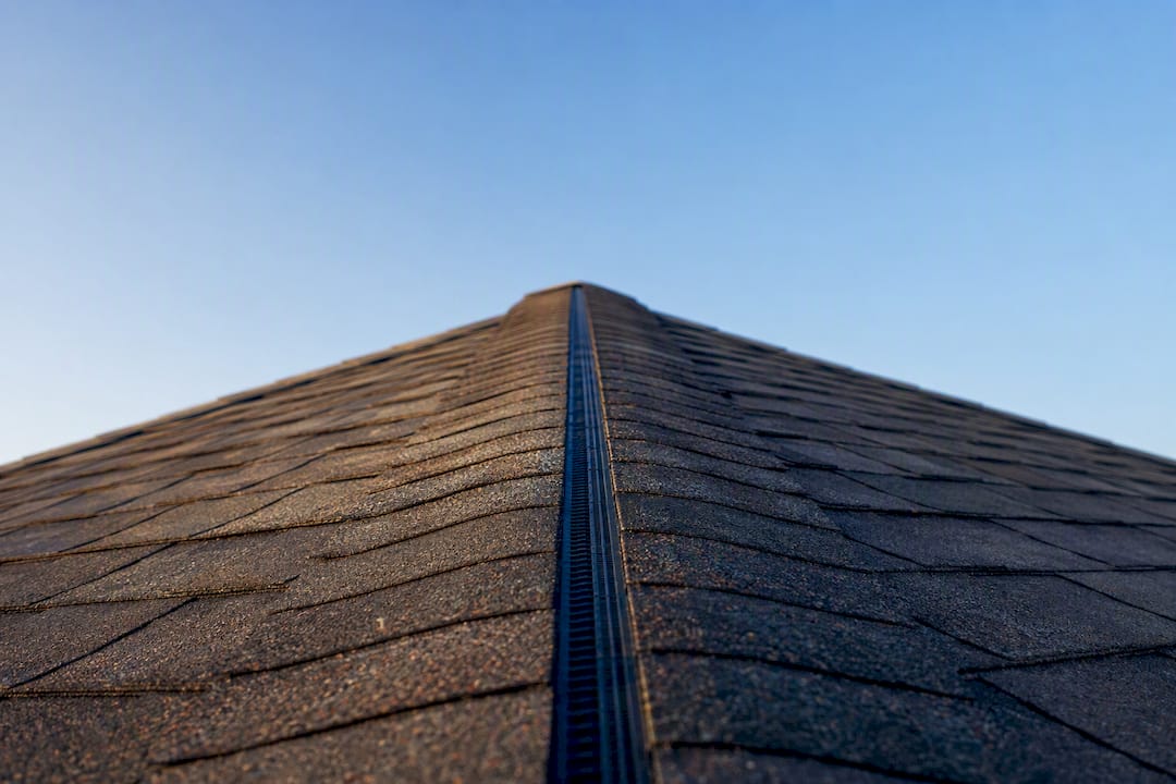 Close-up of roof ridge vent on house
