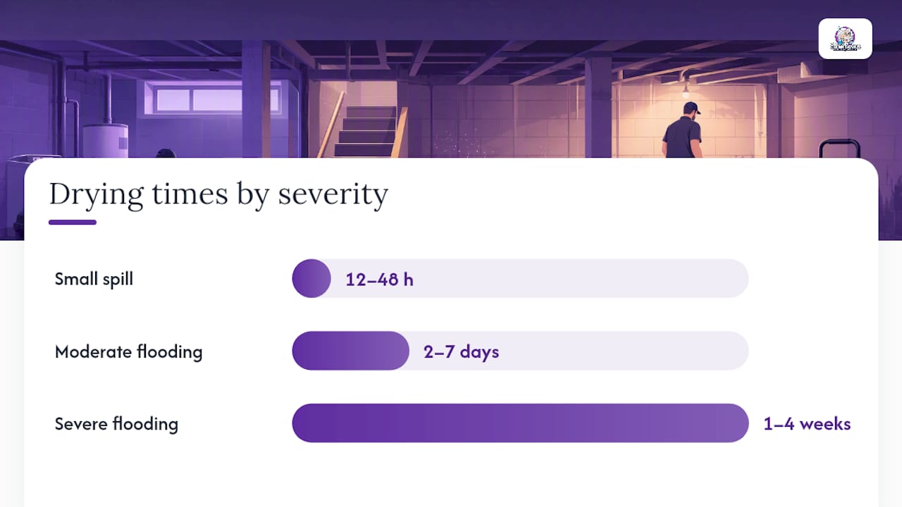 Basement drying time by severity chart