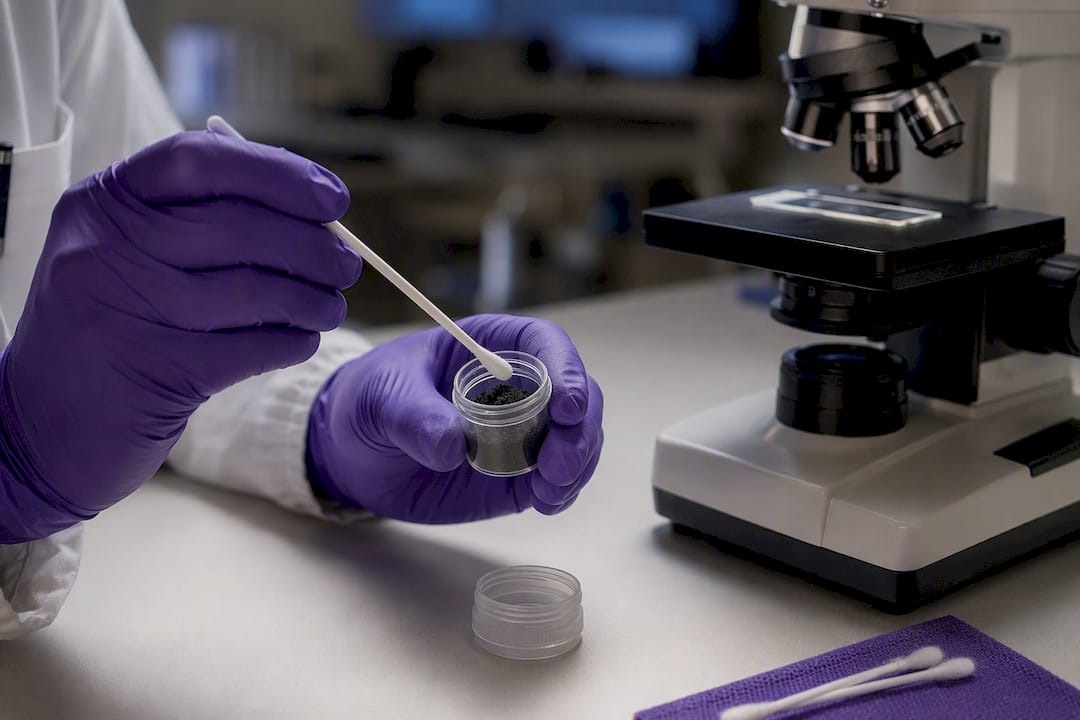 Soot sample prepared for laboratory testing