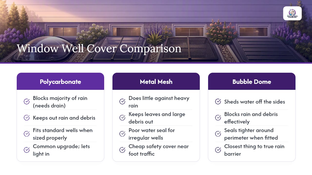 Comparison of four window well cover types