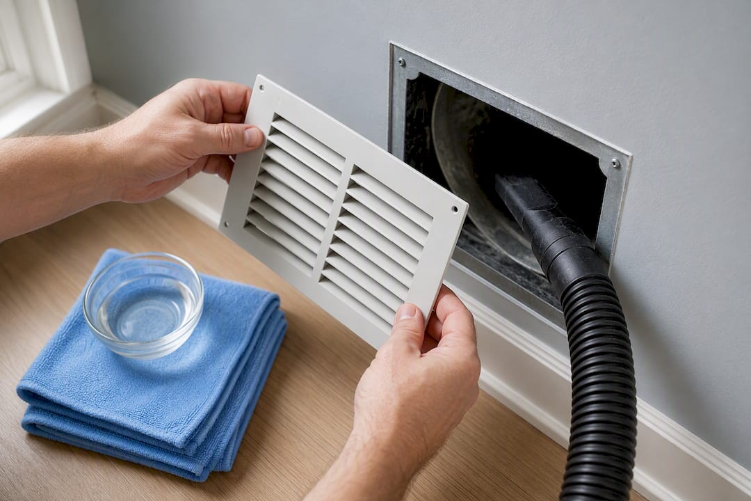 Removing vent cover to vacuum duct opening