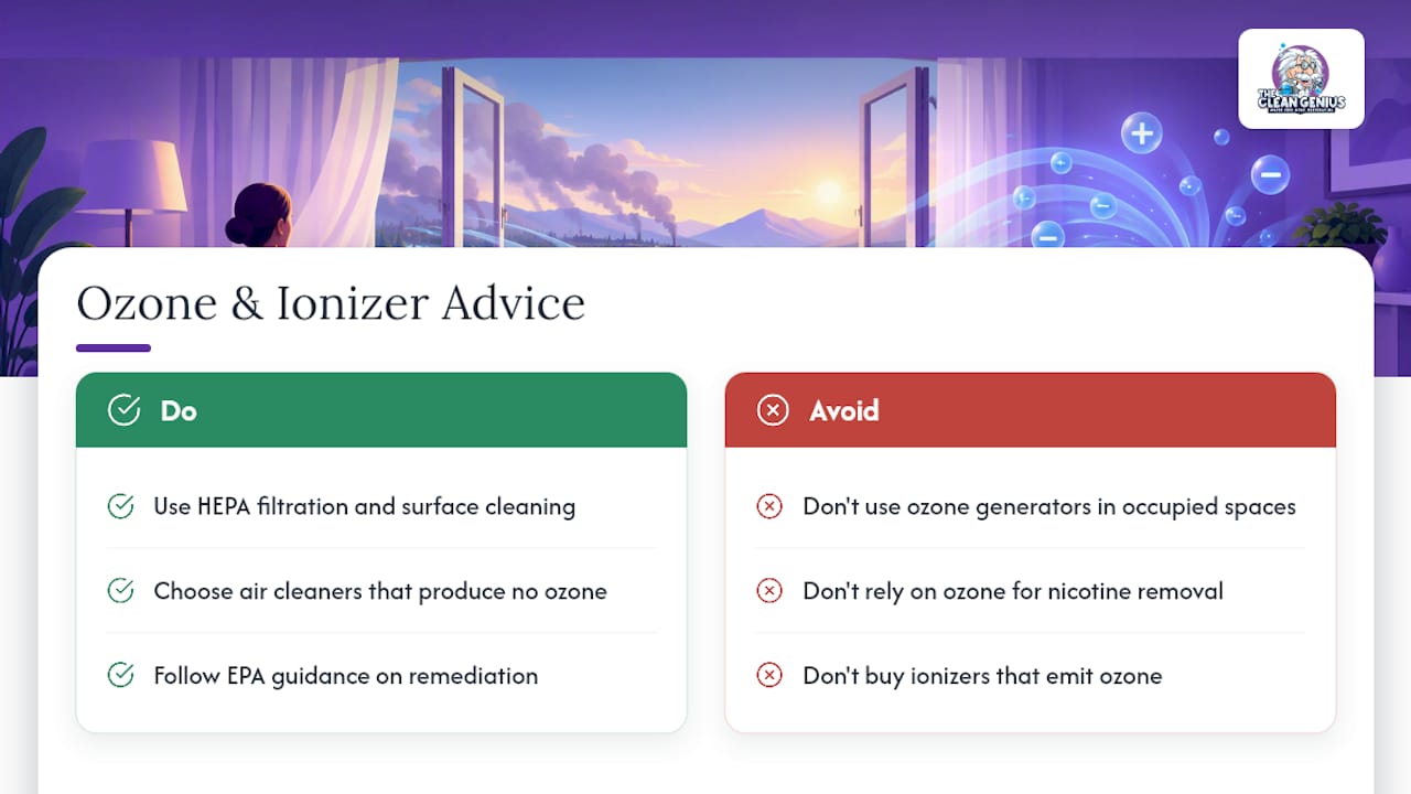 Why ozone machines and ionizers are the wrong fix — overview diagram